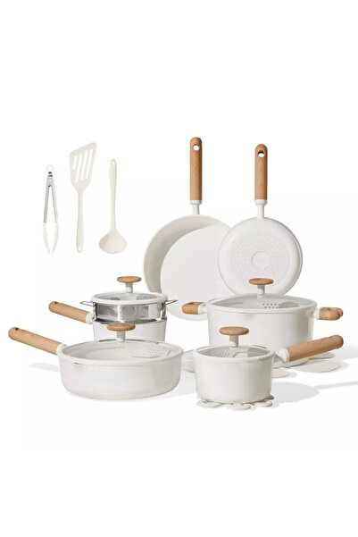 CAROTE 21-Piece Ceramic Nonstick Cookware Set with Strainer, PFAS-Free Health...