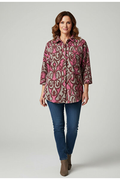 YusGos Women's Single Pocket 4/3 Sleeve Ethnic Patterned Thick Lumberjack Jac...