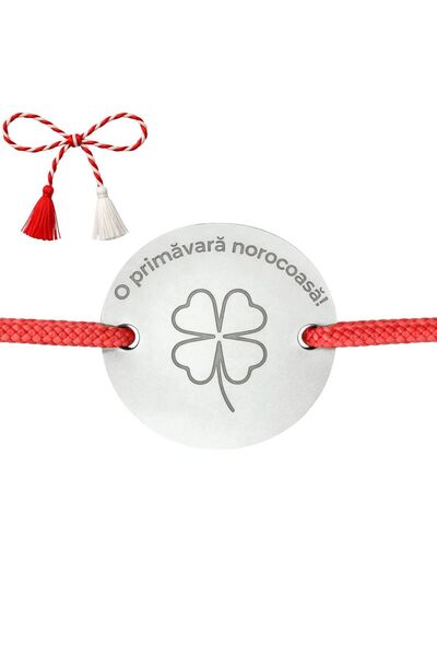 Bijuteria SORELLY Brățară din argint 925 cu șnur și monedă, trifoi norocos