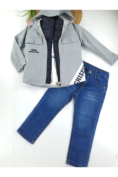 Butik Boys' Four-Piece Suit Coat Vest T-Shirt Jeans Pants Premium Quality Win...