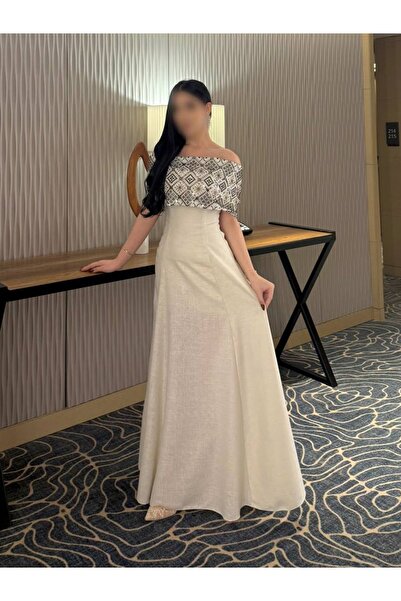 salsa-dresses Soft linen dress with computer embroidery