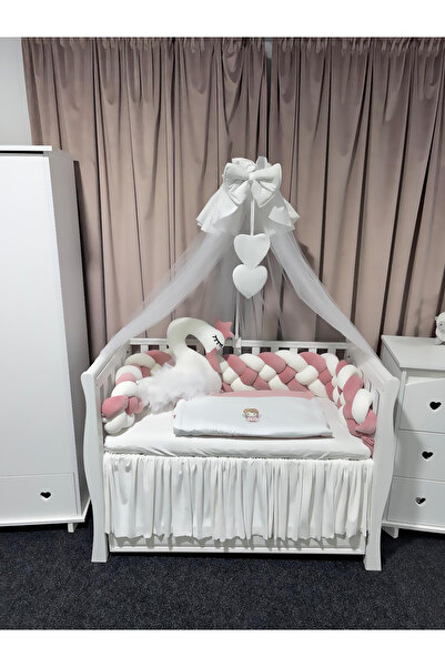 PeppiBambini Personalized 11-piece crib bedding -Pink Velvet Braided Sides -