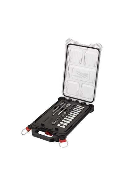 Milwaukee Ratchet and socket wrench trainer set in foam insert and PACKOUT bo...