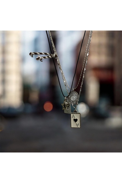 Fiamoss Kadın Rodyum Kaplama 4’lü Özel Tasarım Set Kolye