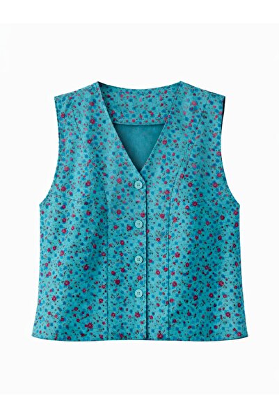 Retrobird Design Vest Women's Turquoise Color