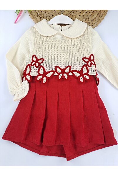 Butik Girl's 3-Piece Set Knitwear Vest Shirt Plaid Pleated Skirt Premium Qual...