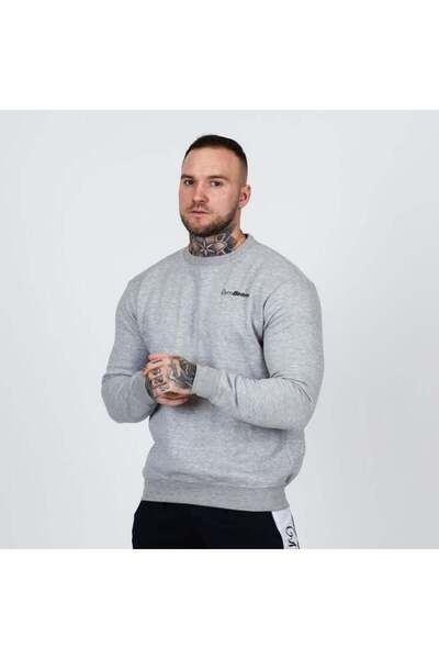 GymBeam Pulover simplu gri pentru bărbați