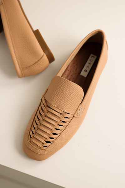 by selvi Lukka Shoes Genuine Leather Women's Alvin Nude Handmade Ballerinas