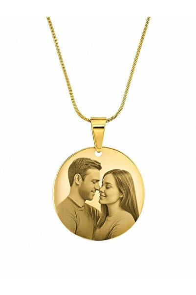 Vamoria Kişiye Özel Fotoğraflı Yılan Zincir Çelik Madalyon Kolye