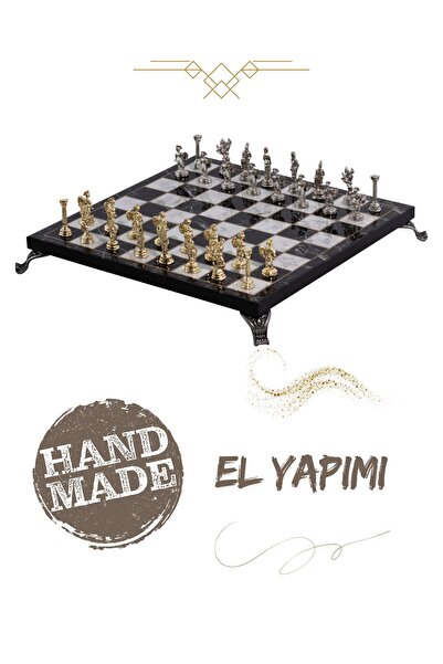 Metalicraft Antik Roma MC42 Metal Satranç Takımı - Mermer Desenli 25cm Tahta ...