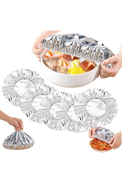 HIKIMODE Set of 10 aluminum foil, heat-resistant elastic lid for food