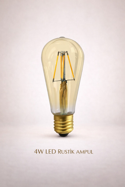ACK 3’lü Paket LED Rustik Ampul ST64 4W E27 2700K Sarı Işık