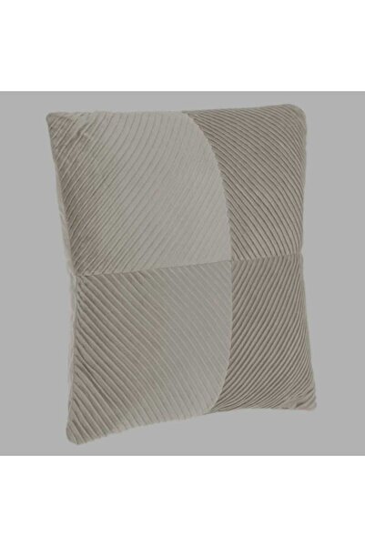 OEM Decorative Winter Pillow Ecru Velvet with Embossed Stripes 45x45cm