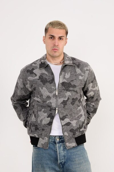 İLKCET MODA Lined Zippered Gray Lumberjack Men's Jacket