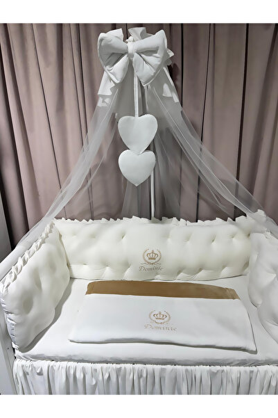 PeppiBambini Lenjerie de patut personalizata 11 piese ROYAL Catifea White -