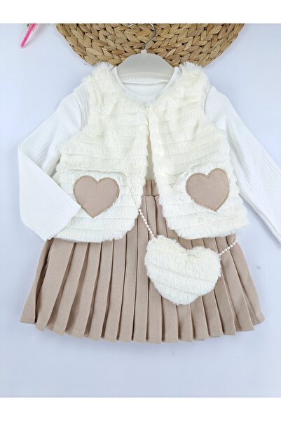 Butik Set de patru piese pentru fete Vestă de pluș Fustă în carouri Bady Badi...