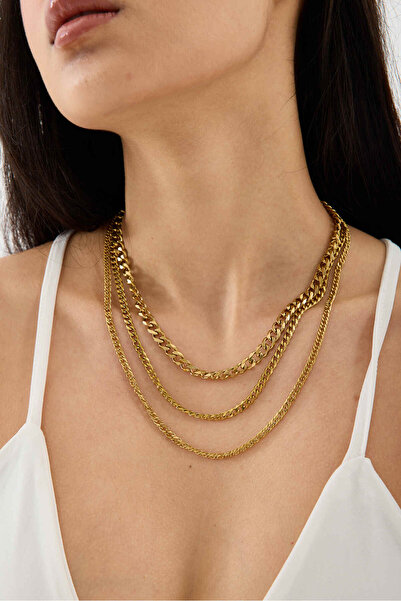 JİMNY JEWELRY مجموعة قلادات ريجينا الفولاذية المكونة من 3 قطع