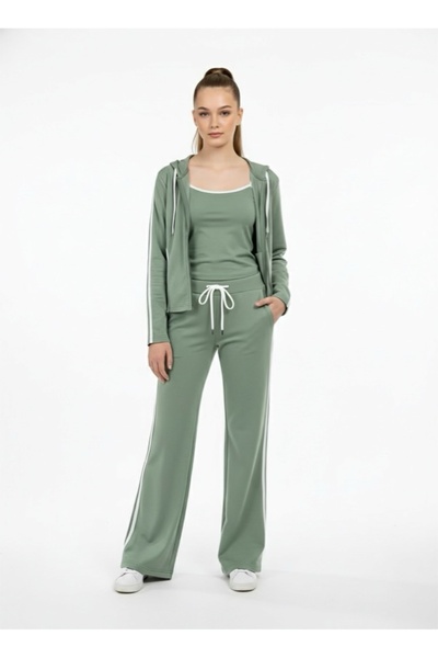 Özgü Spor Giyim Kadın Soft Eşofman Takımı Üçlü Set- Kapüşonlu (%100 Pamuk)