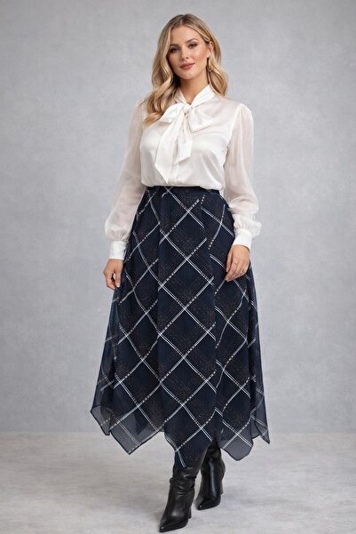 sarıdağ Asymmetrical Cut Chiffon Skirt