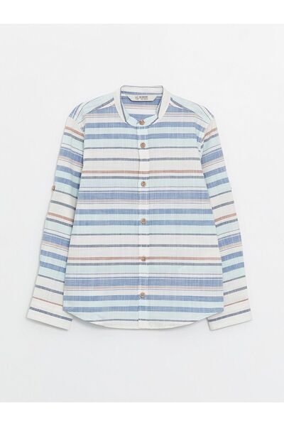 LC Waikiki Lcw Kids Blue Judge Collar Striped Boy's Shirt