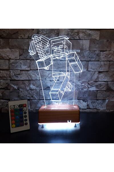 Saatistan 3D Minecraft Led Lamba, Renkli Gece Lambası, Doğum Günü Hediyesi
