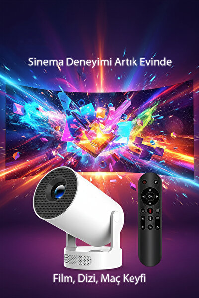 Tekvora Android Akıllı Mini Projeksiyon | 720P HD | Kablosuz Ekran Yansıtma |...