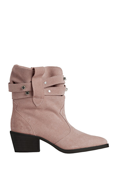 ToH Shoes Leea Dusty Pink Suede Boots With Silver Studs
