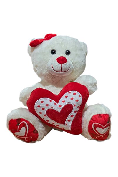 ciciki hediyelik Plush Bear with Red Buckle and Heart, 30cm