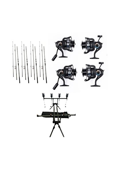 Cool Angel Set 4 Lansete Carbon 3, 90 m, 3 Segm, 4 Mulinete Ganett 7000, Rod ...