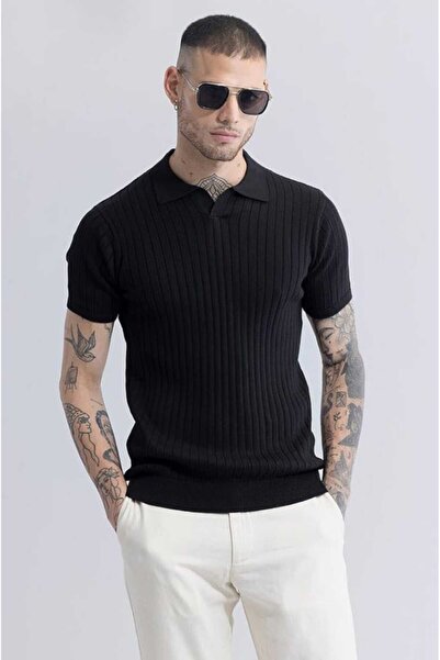 EAS GİYİM Polo Collar Ribbed Knit Sweater