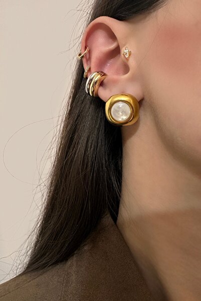 Okko Store أقراط مربعة صغيرة من الفولاذ مكونة من قطعتين