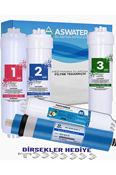 As Water Su Arıtma Filtresi Kapalı Kasa İki Tarafı Ouick 5’li Full Filtre Set...