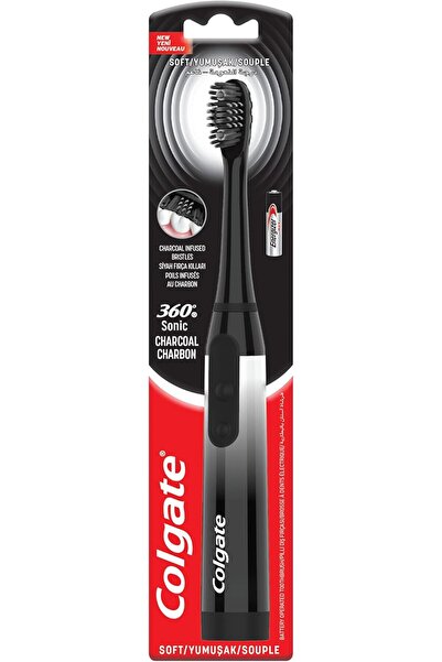 Colgate فرشاة أسنان كهربائية تعمل بالبطارية بتقنية سونيك 360، بشعيرات فحم ناع...
