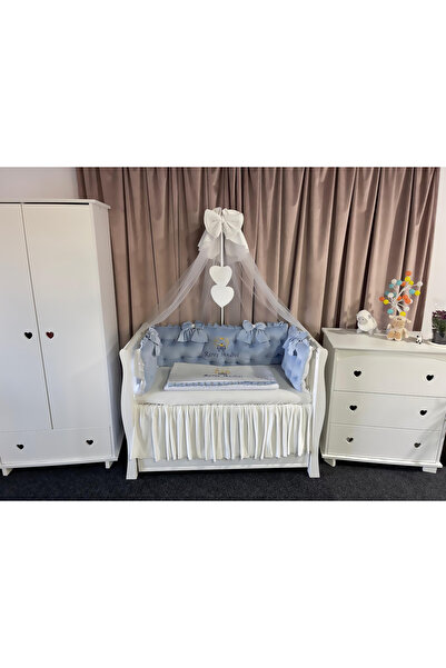 PeppiBambini Personalized 11-piece ROYAL Velvet Blue Dominic crib bedding -