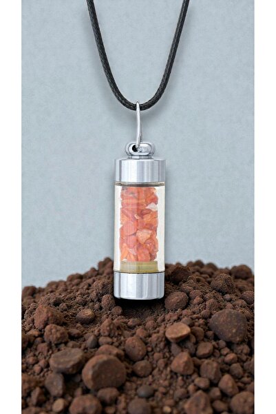 chic crazze قلادة على شكل زجاجة أنبوبية مزينة بحجر العقيق