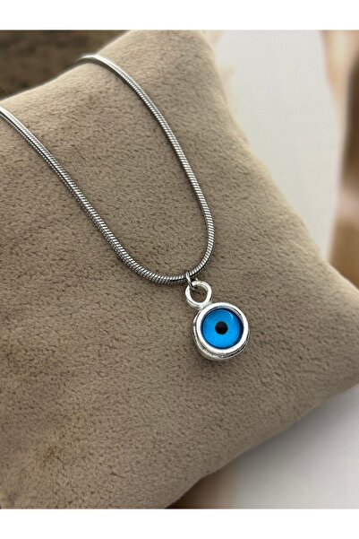roshel Tarnish-Resistant Steel Evil Eye Detailed Necklace Silver Color Women'...