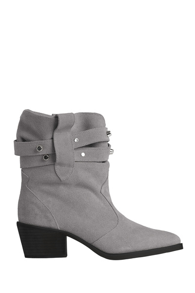 ToH Shoes Leea Boots Light Grey Suede With Silver Studs