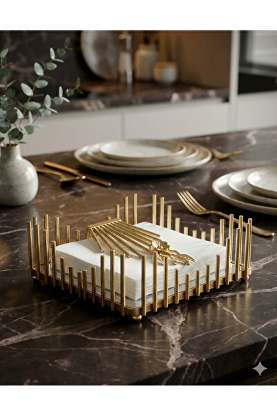 Zoe Home Luxury Gold Metal Napkin Holder - Modern Weighted Desktop Napkin Hol...