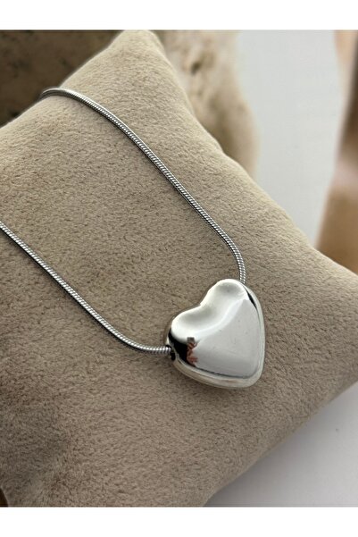 roshel Tarnish Free Steel Balloon Heart Pendant Silver Color Women Necklace S...