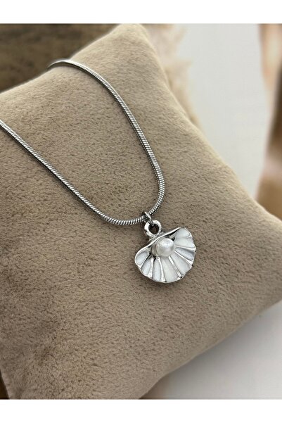 roshel Tarnish Free Steel Pearl Oyster Pendant Silver Color Women's Necklace ...