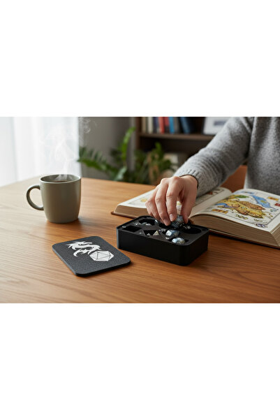 Major Hobi 3D Yazıcı Üretimi DND Zar Kutusu – Dungeons Dragons Dice Box Kapak...