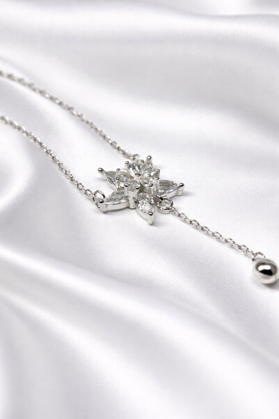 Nuvor Silver 925 Ayar Gümüş Yıldız Çiçek Model Zirkon Taşlı Ayarlanabilir Kad...