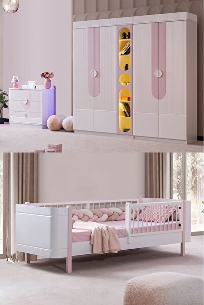 Saatistan Çocuk Odası Takımı, Dolap, Karyola, Şifonyer ve Kitaplık Seti