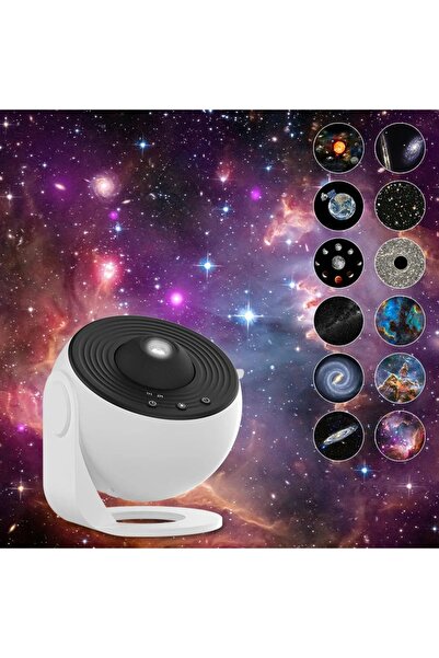 Saatistan Yıldızlı Gökyüzü Gece Lambası, 360 Dönen Galaxy Projektör, Çocuklar...