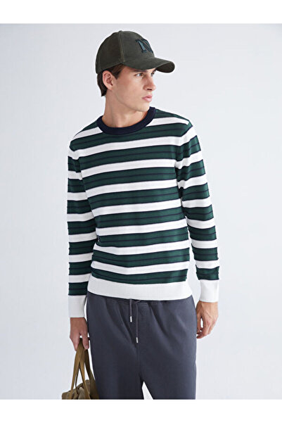 LC Waikiki Rmz Gi̇yi̇m Farkiyla Zero Roba Collar Striped Men's Knitwear Sweater