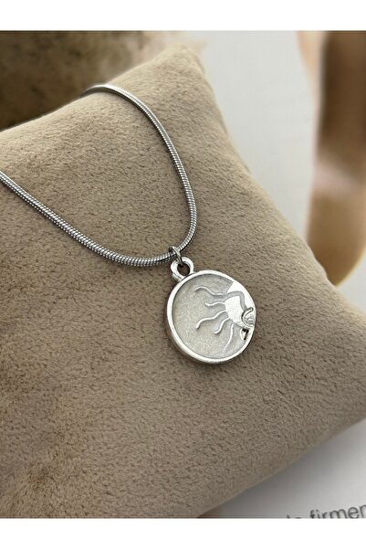 roshel Tarnish Resistant Steel Enamel Sun Pendant Silver Color Women's Neckla...