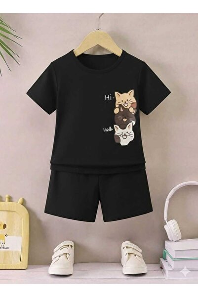 Nice Clothes Παιδικό Σετ Φόρμας με Κουκούλα UNISEX ΚΑΘΕΤΟ ΤΡΙΠΛΟ ΣΧΕΔΙΟ ΓΑΤΑΣ