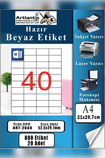 Artlantis A4 etiketa spremna za štampanje 52,5x29,7 mm 20 listova 1 paket od ...