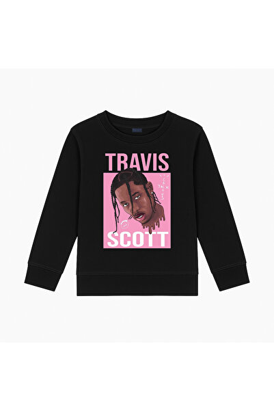 BLITZIST سويت شيرت برقبة دائرية كبير الحجم مطبوع بتصميم ترافيس سكوت بدون خياط...