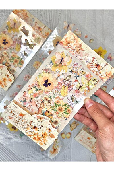 SF SCRAPBOOK KIRTASİYE Scrapbook transparent, 4 bucăți, floare galbenă, flutu...